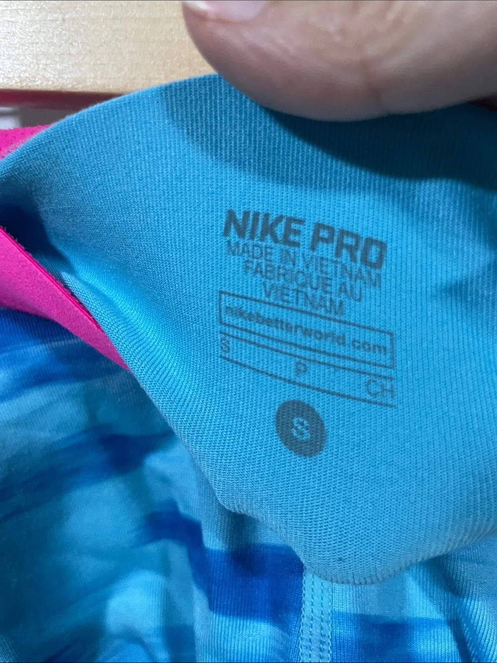Nike Pro girl’s  Blue Leggings with Pink Waistband